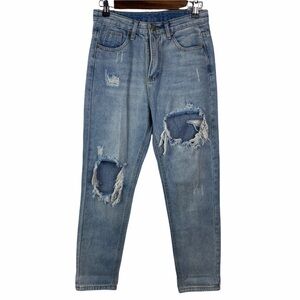 High Rise Distressed Skinny Jeans‎ Women's XS/24 Light Blue Large Holes